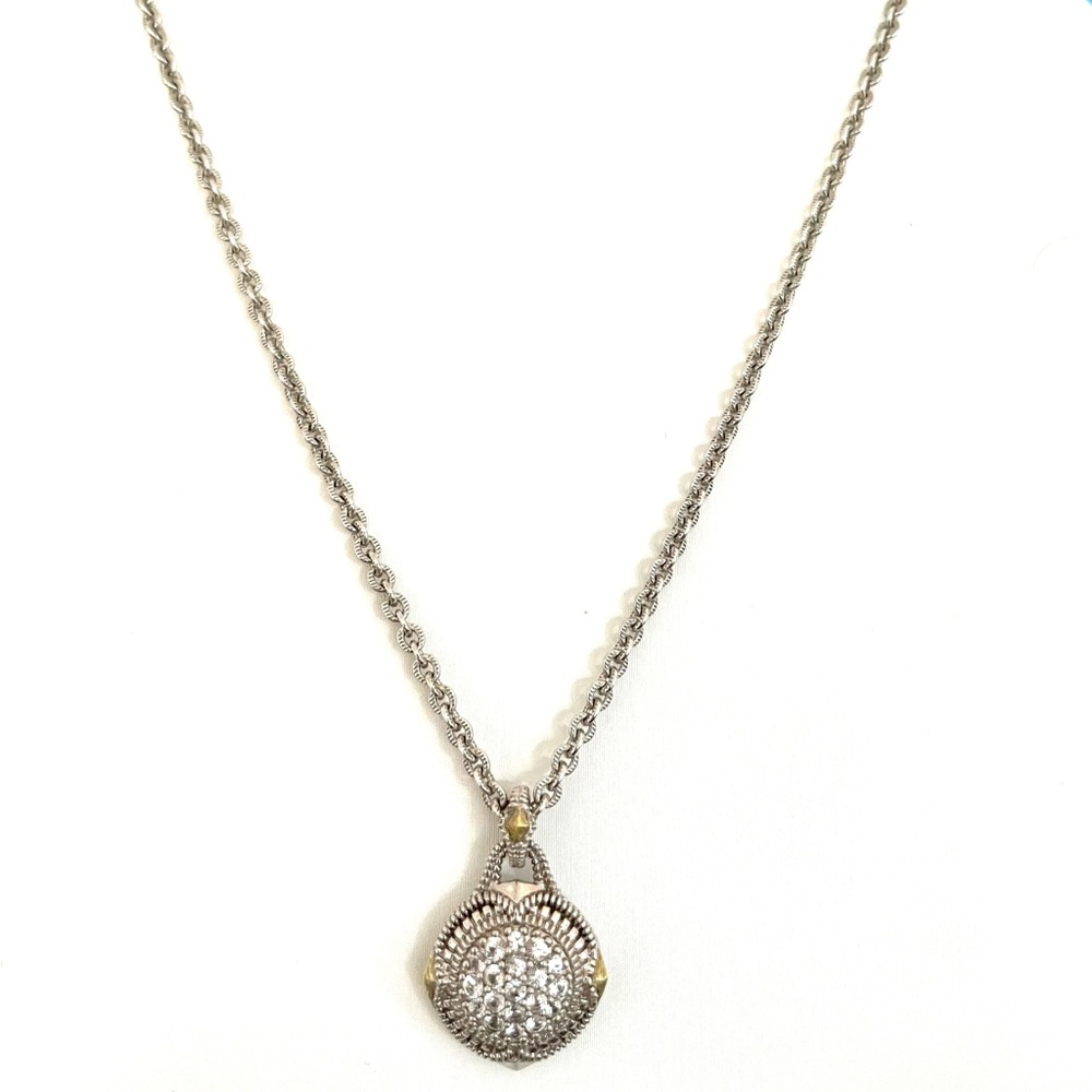Judith Ripka Pendant Necklace Pave Silver 18k